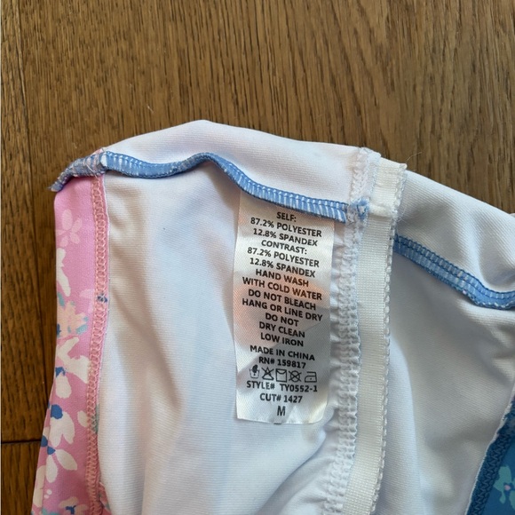 AS Revival Pink Floral Athletic Top with Aqua Accents - Picture 3 of 5